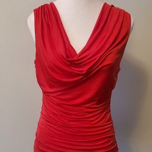 H&M Red Ruched Tank Top Blouse Lined Bodycon Casual Dressy Lioness